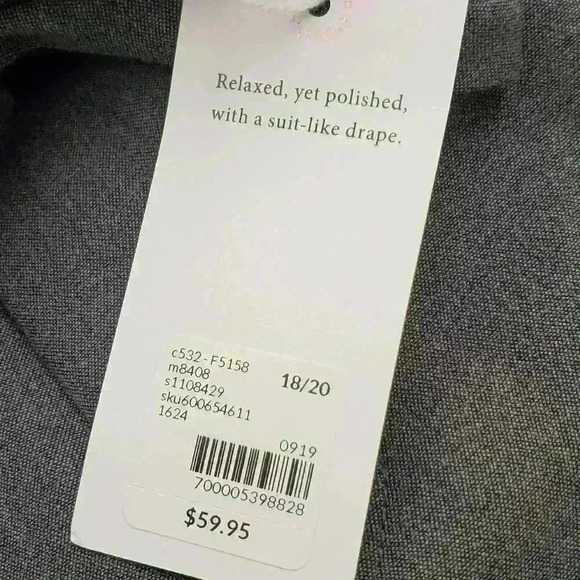 Lane Bryant Tailored Stretch Dress Pants Gray 18/20 Tapered Pleat Elastic Waist - Picture 6 of 6